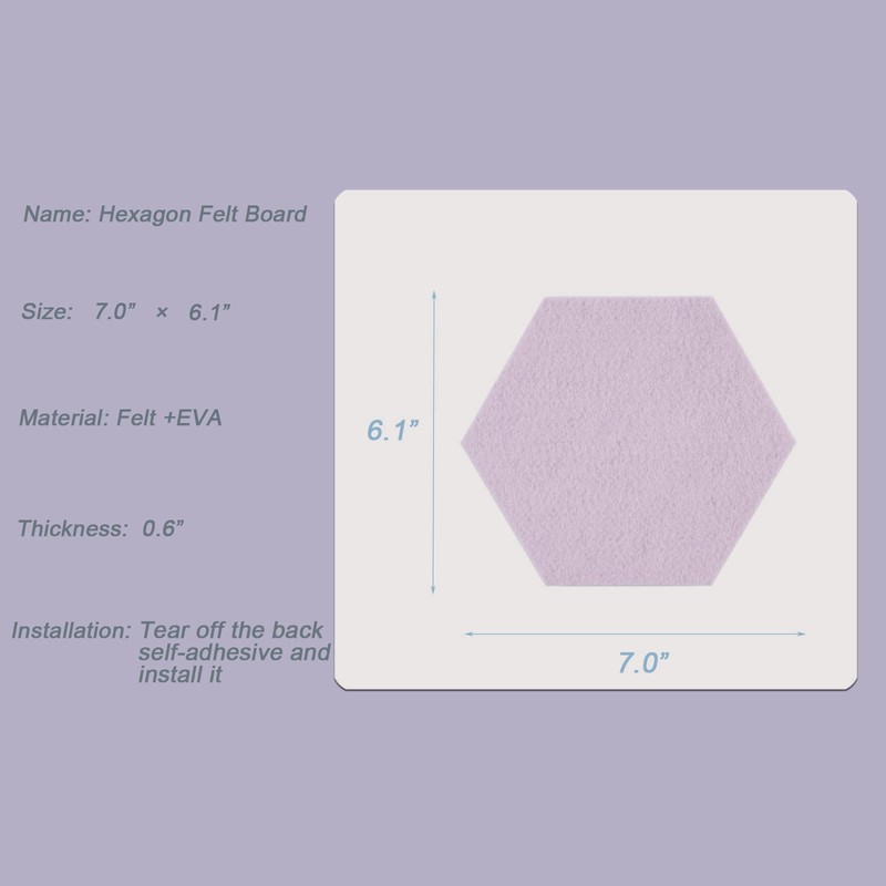 LAJAR 8 Pcs Hexagon Felt Bulletin Board Tiles, Self Adhesive