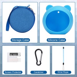 YouKnow Travel Case and Silicone Cover Compatible with Punirunes Interactive Toy Digital Pet, with Full Coverage PET Clear Film (Silicone and Carrying Case) (Blue)