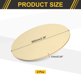 Sourcing Map 2Pcs H62 Brass Round Plates, 2.36" Dia x 0.04" Thick, DIY Crafts & Metal Stamping