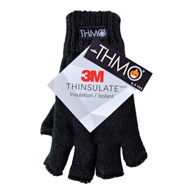 THMO Kids Winter Fingerless Gloves Thermal Warm Fleece Lined Thinsulate Gloves for Kids (8-9 Years, Black)