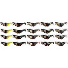 Eclipse/Solar Viewing Glasses - ISO & CE Certified for Safe Solar Viewing- 20pk Assorted- Eye Protection