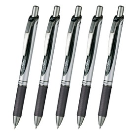 Pentel XBL77-A Retractable EnerGel Ink Ballpoint Pen, Black, Set of 5, 0.03 inches (0.7 mm)