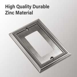 Henne Bery Sunken Pearls Decorative Wall Plate Switch Plate Outlet Cover (Single Decorator, 2 Pack, Heirloom Silver)