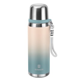 Stainless Steel thermo Bottles with cup 700ml/23.7oz Vacuum Insulated Bottle for hot and cold coffee drink water thermo flask with cup.(Gradient Blue,700ml)