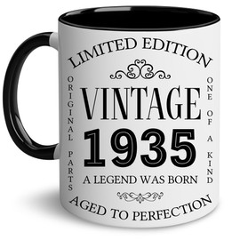 GLAKEUN 90th Birthday Gifts For Men and Women, 90th Birthday Gift Ideas, Ceramic 1935 Coffee Mugs, 80th Birthday Mugs, 90 Year Old Birthday Gifts for Mom Dad Friend Family Christmas Birthday Valentine