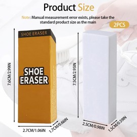 2pcs Suede eraser, shoe eraser, rubber eraser, shoe cleaning tool, suede sneakers, white shoes, dirt removal, dry cleaning eraser (White, 1.5x2.5x7.5cm)