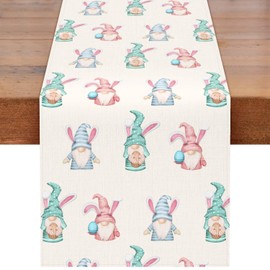 Rabbit Dwarf Easter Table Runner,Easter Table Runner,Easter Decorations for The Home,Spring Holiday Farmhouse Indoor Table Decorations for Home,13x72 Inch