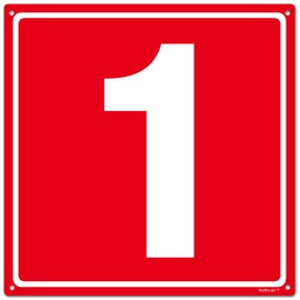 12x12" Parking Lot Number 1 Sign - High-Intensity Grade Aluminum, Weatherproof, Fade-Resistant, Curbside Number, Red/White, Ideal for Outdoor and Indoor Use