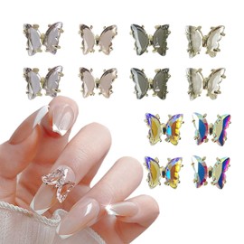 Loospuce Rhinestones for Nails, 12 Pcs 3D Butterfly Nail Charms Glitter, Big Diamonds Clear Crystal Gems, Design, DIY Art Decoration Accessories, Count (Pack of 1)