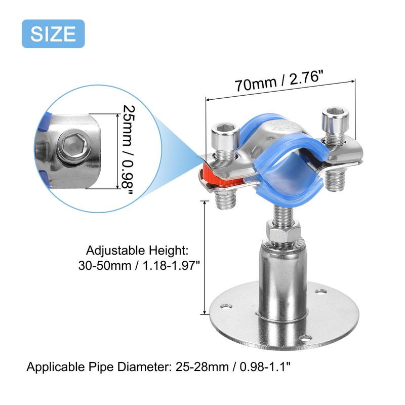 QUARKZMAN 2 pieces pipe bracket, stainless steel wall and ceiling