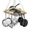 Cooks Standard Ceiling Mounted Wooden Pot Rack with Metal Grate,