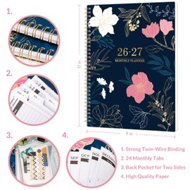 2026-2027 Monthly Planner/Calendar - Jan. 2026 - Dec. 2027, 9" x 11", Calendar Planner 2026-2027, 2 Year Monthly Planner, Tabs, 2-Size Pocket
