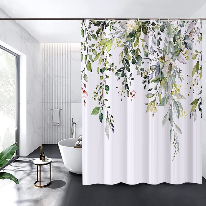 REZAYMRS Floral Shower Curtain with 12 Hooks, 72''x72'' Waterproof Polyester