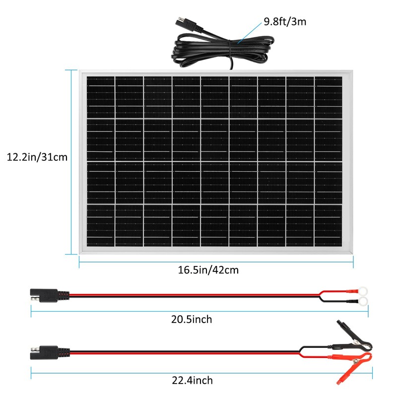 Solar Panel Kit 25W 12V Solar Battery Trickle Charger Maintainer,