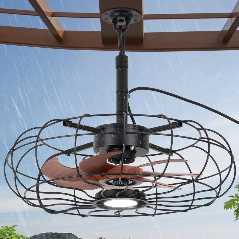 20" Outdoor Ceiling Fan with Light, With Remote and App