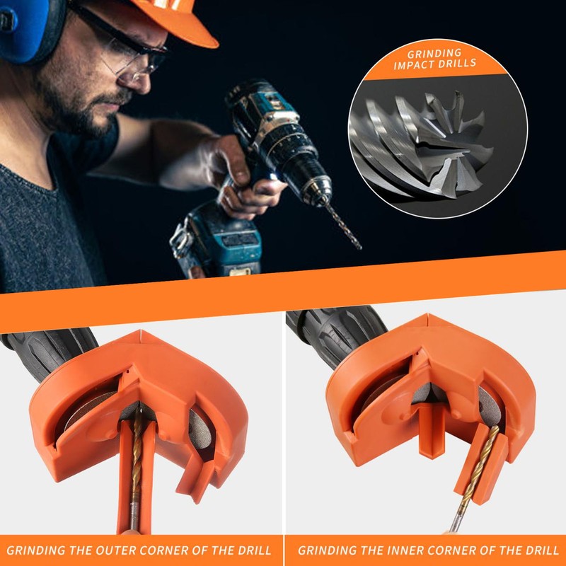 Drill Bit Sharpener Orange Portable Multipurpose Drill Bits Grinding Sharpener