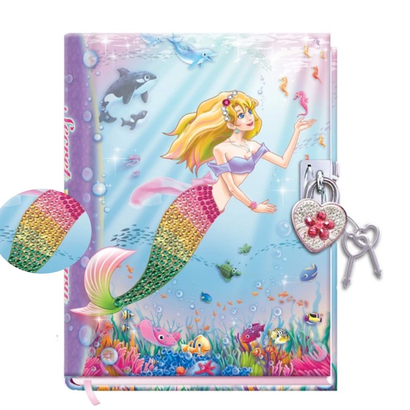 DUDUBUY Mermaid Secret Diary with Lock 7" Journal Notebook with