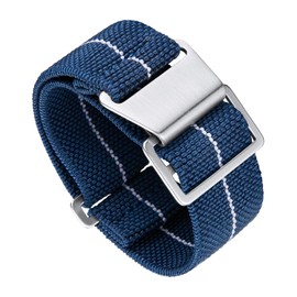 Binlun Elastic NATO Fabric Nylon Watch Strap, Waterproof Replacement Velcro Strap, 18 / 20 /22 mm, blue-white