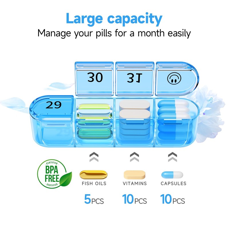 Zoksi Monthly Pill Organizer 1 Times a Day, 30 Day