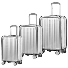 BAIFULAI Pack of 3 Transparent Suitcase Protective Cases: PVC Waterproof Suitcase Cover with Black Border, Dustproof, Scratch Protection, Suitcase Protective Cover, Reusable Suitcase Cover for Travel