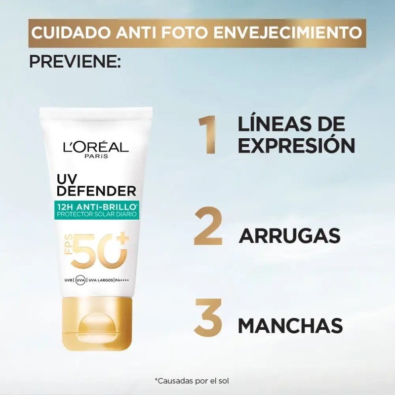 L'oreal Paris Uv Defender Anti Brillo Protector Solar Diario