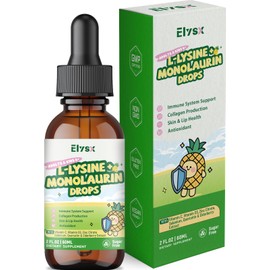 L-lysine Monolaurin Liquid Drops, Lysine 1000mg Supplement for Kids & Adults, with Vitamin C & D3, Zinc Citrate, Selenium, Quercetin & Elderberry Extract, Immune Support, Lip & Skin Health, 2 FL OZ