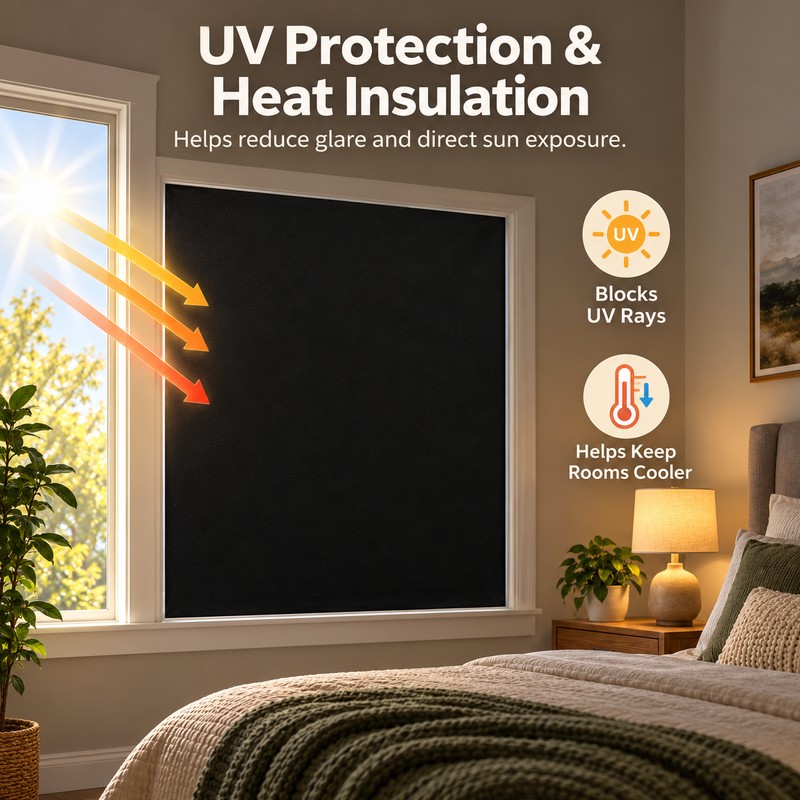 100% Blackout Window Cover for Bedrooms – Light Blocking Privacy