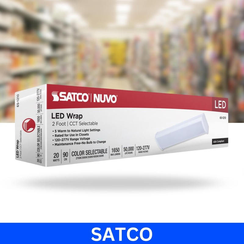 Satco 65-1210 2FT LED Ceiling Wrap Light, 20W, CCT Selectable
