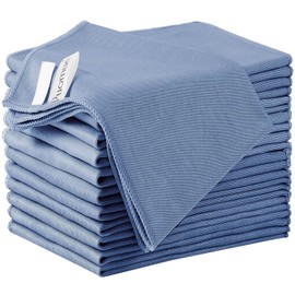 Puomue 12 Pack Microfiber Glass Cleaning Cloth, 12 Inch X 16 Inch, Lint Free Quickly Clean Windows, Mirrors, Glasses, Phone Screens, Camera Lenses (Dark Blue)