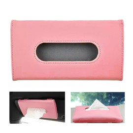 Vastsea Auto Tissue Halter, Sonnenblende Serviette Halter, Sonnenblende Taschentuchbox PU Leder, für Auto Sonnenblende Auto Rücksitz Autozubehör, Rosa