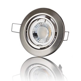 lambado® Premium LED-spotlight, 230 V, brushed stainless steel, bright and economical, including 5 W GU10 spotlight, neutral white, modern lighting thanks to timeless recessed spotlights/ceiling spotlights