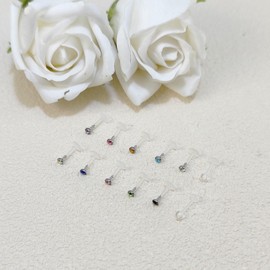 Gojewen 12pcs Plastic Lip Bars Acrylic Labret Studs 16G with Crystal Flexible Bioflex Helix Tragus Bars Retainers Piercing 6mm