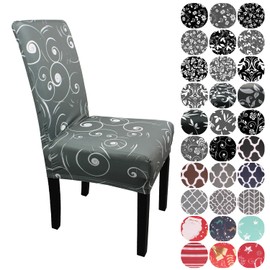 WedDecor Dining Chair Cover, Spandex Stretch Chair Seat Cover, Removable & Washable Chair Slipcover for Kitchen, Wedding, Hotel, Dining Room, Banquet, Party, Chair Protector, 1Pc, Grey