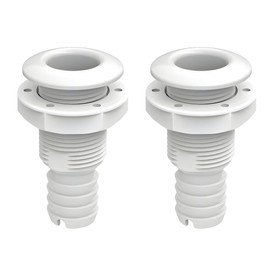 SEAFLO 1-1/8", White (2-Pack) Thru Hulls Fitting Thru-Hull with Check Valve, Polypropylene + Glass-Filled Nylon, 4-Year Warranty