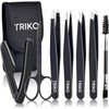 Triko Set 7 Pinzas para Cejas, Kit Profesional Acero Inoxidable,