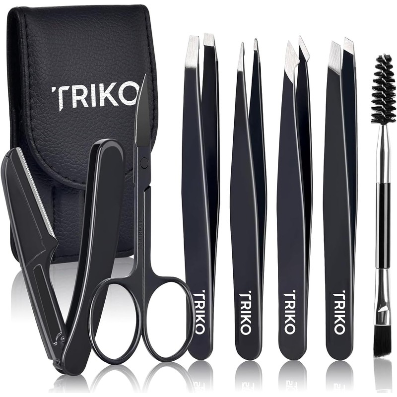Triko Set 7 Pinzas para Cejas, Kit Profesional Acero Inoxidable,