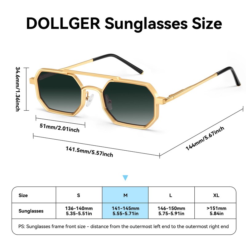 Dollger Pilot Sunglasses for Men and Women with Adjustable Hinge