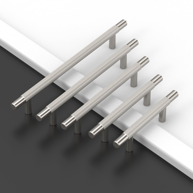 10 Pack Brushed Satin Nickel knurled Cabinet Pulls,6.3 Inch(160mm) Hole