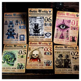 CraftBloom 180Pcs Ghost-Themed Gothic Scrapbook Paper for Junk Journal Supplies, Vintage Skull Decoupage Paper for Collage, Dark Aesthetic Scrapbooking Paper for Journaling Kit, Ephemera, Wall Decor