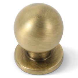 khtumeware 10 Pack 1 Inch (25mm) Diameter Round Solid Vintage Brushed Antique Brass Finish Kitchen Cabinet Knob.