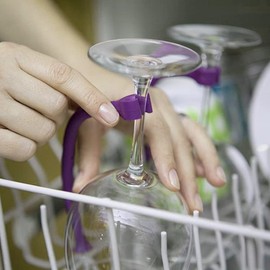 UoYu 21cm New Dishwasher Wine Glass Protector Tether Silicone Dishwasher Attachment Kitchen Gadget Clip(Blue/8pcs)