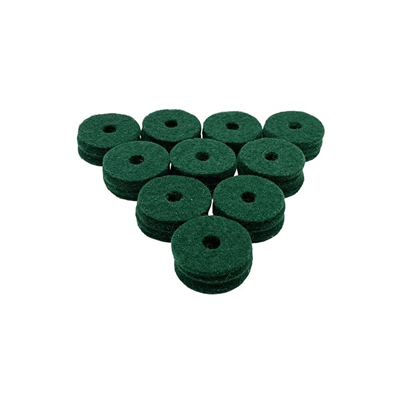 Ahead Green Wool Cymbal Felts 10 Pack 1.5 X 0.5"
