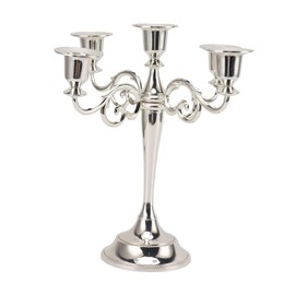 5 Arm Candlestick Holder Iron Retro Decorative Candle Holder Centerpiece for Home Church Silver