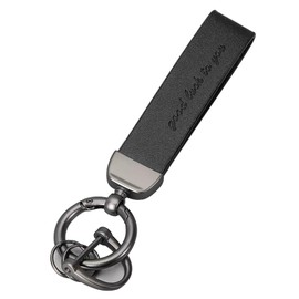 ESFRIAN Key Chain, Leather Car Key Chain, Men's, Stylish, Lost Prevention, Popular, Unisex, D-Ring, Screwdriver, Carabiner, Present, Key for Cars, Women's Key Chain, Black