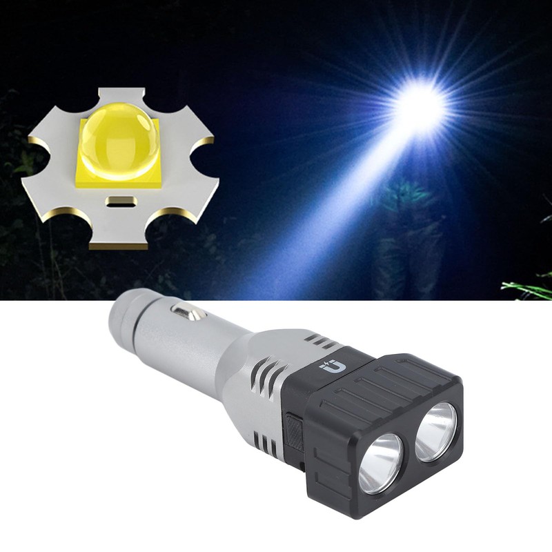 Rechargeable Car Charger Flashlight Dual-Head Super Bright Mini Handheld Emergency