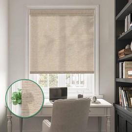 Tonature Light Filtering Roller Shades Cordless Blinds with Natural Linen Fabric,Roller Blinds for Indoor Windows,Custom Blinds & Shades for Home,Bedroom,34" W X 56" H,Khaki(Light Filtering)