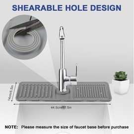 Kitchen Sink Splash Guard, 2024 Upgrade Silicone Sink Faucet Mat, Faucet Absorbent Mat Silicon Kitchen Sink Guard for Bathrooms Kitchen Sink Accessories Gadgets (grey)
