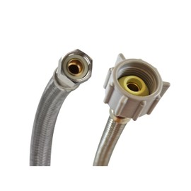 Fluidmaster B1T16 Toilet Connector, Braided Stainless Steel - 3/8 Female Compression Thread x 7/8 Female Ballcock Thread, 16-Inch Length