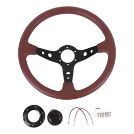 Volante de Coche de 14 Pulgadas Volante de Carreras de PU Aspecto Elegante Comodidad Mejorada Volante de Carreras Volante de Deriva con Botón de...   