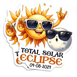 (2 Pack) Solar Eclipse Stickers Sticker - Funny Sun and Moon Stickers - 2 Pack - 5 Inches - Made in USA - PLDFS11167
